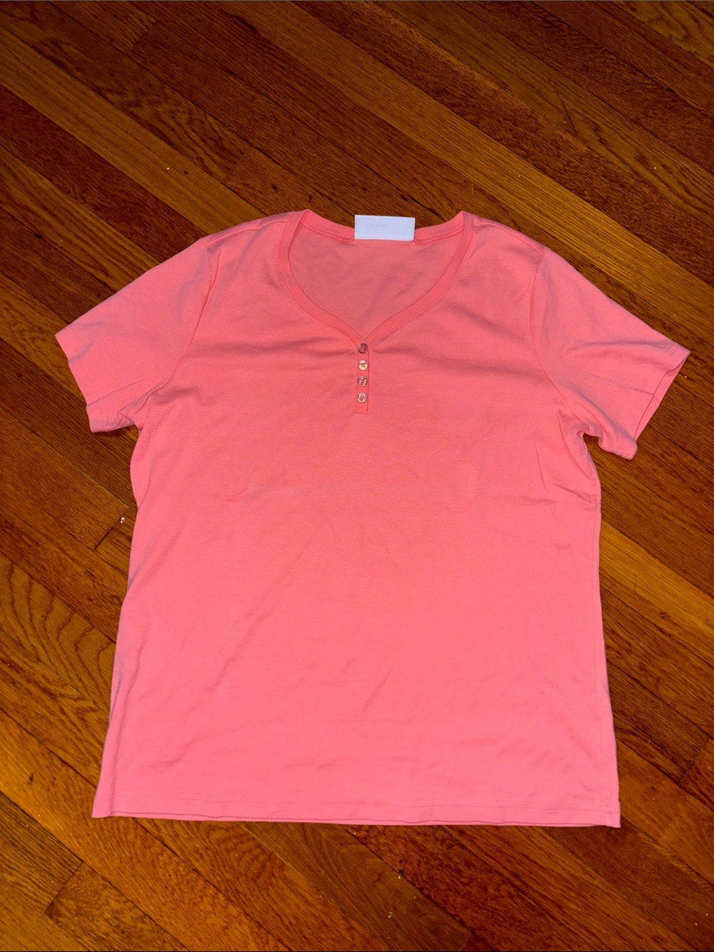Karen Scoot Classic Women's Short Sleeve Henley Top - Pink